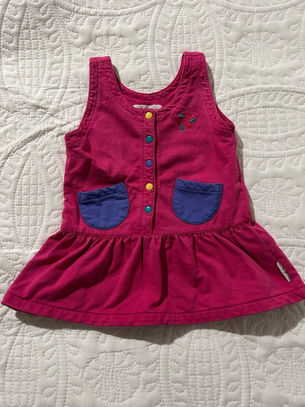 Gymboree VINTAGE kids Hot Pink Tank Dress with Colored Accents SZ: s